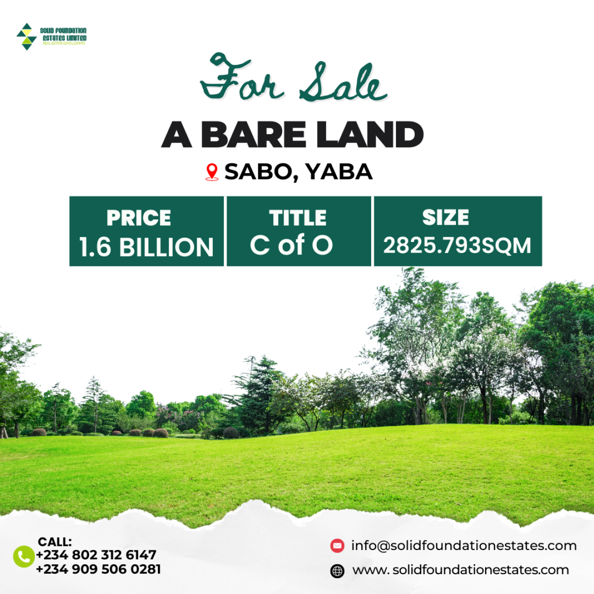Land Measuring 2825.793sqm with Title Cof O, Sabo, Yaba, Lagos, Land for Sale