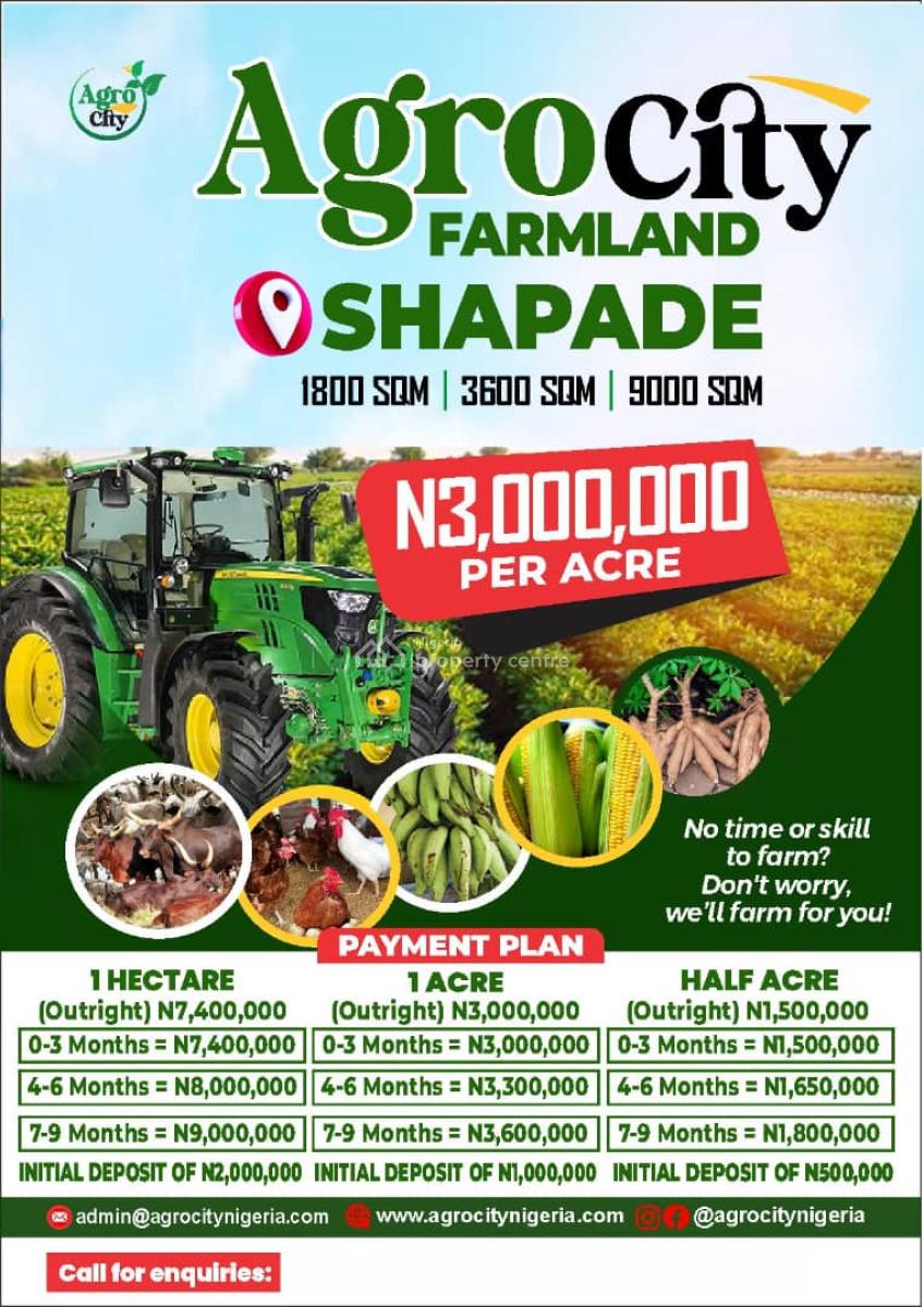 Acres and Hectares of Farmland -- Shapade, Ogun State, Shapade After Sagamu Interchange, Remo North, Ogun, Commercial Land for Sale