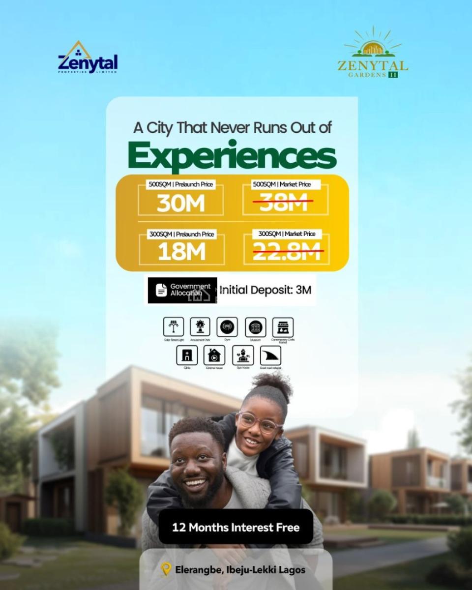 Luxury Plots of Land with Govt Allocation Cofo, Zenytal Gardens, Eleranigbe, Ibeju Lekki, Lagos, Residential Land for Sale