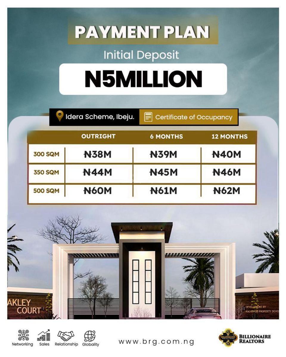 Luxury Plots of Land with C of O, Oakley Court  📍 Eleko Roundabout, Idera Scheme,, Ibeju Lekki, Lagos, Residential Land for Sale