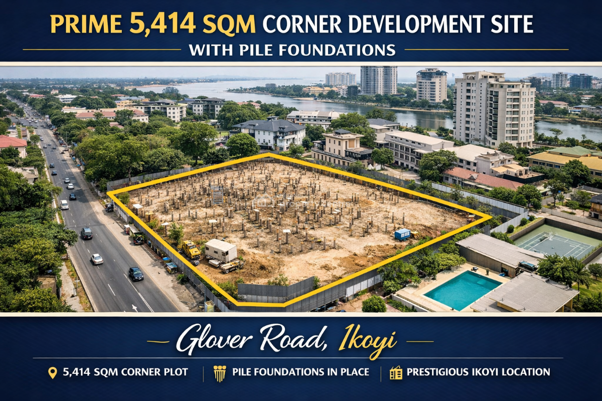 Prime 5,414sqm Corner Development Site with Pile Foundations, Glover Road, Ikoyi, Lagos, Mixed-use Land for Sale