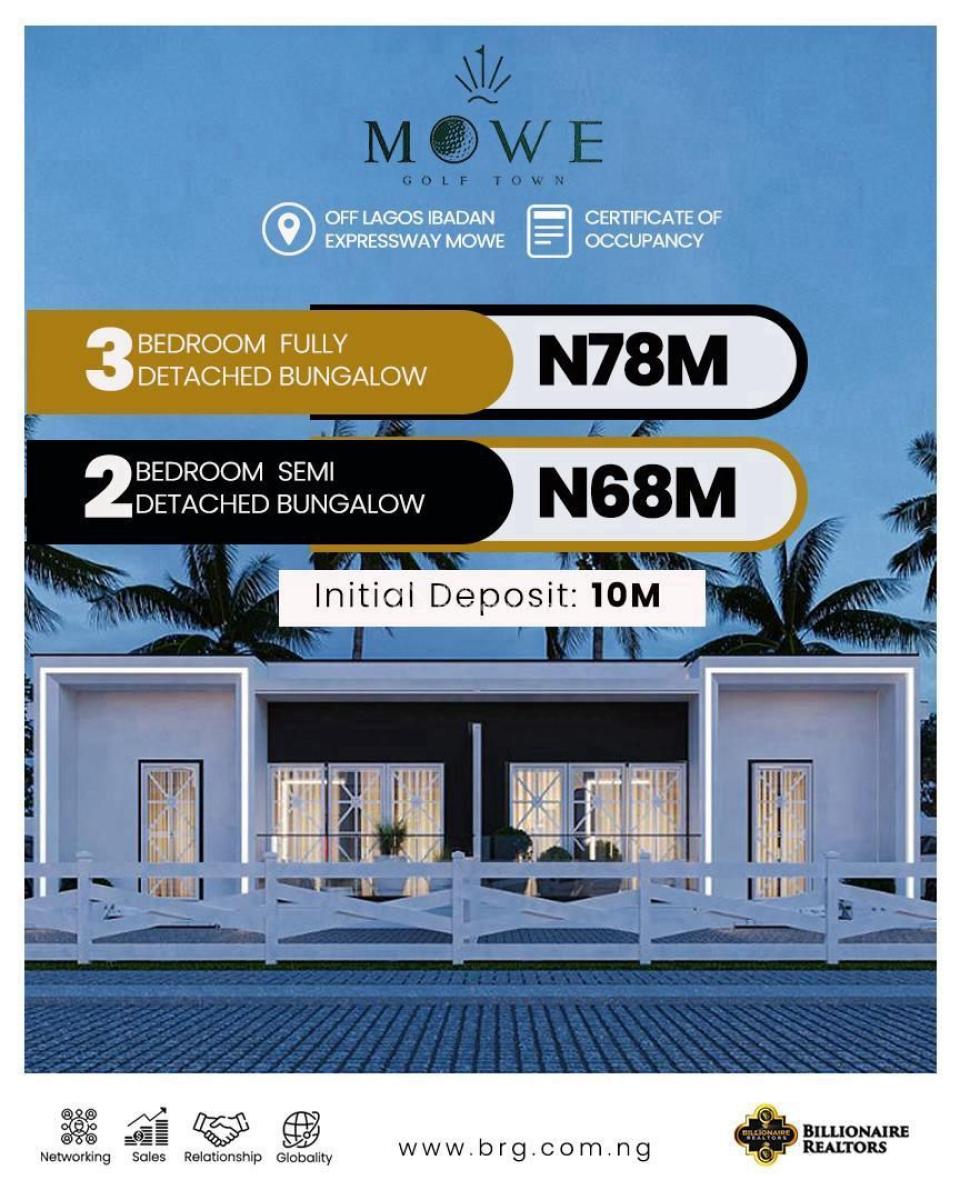 Luxury Bungalows, Mowe Golf Town, Off Lagos-ibadan Expressway, Mowe Town, Ogun, Detached Bungalow for Sale