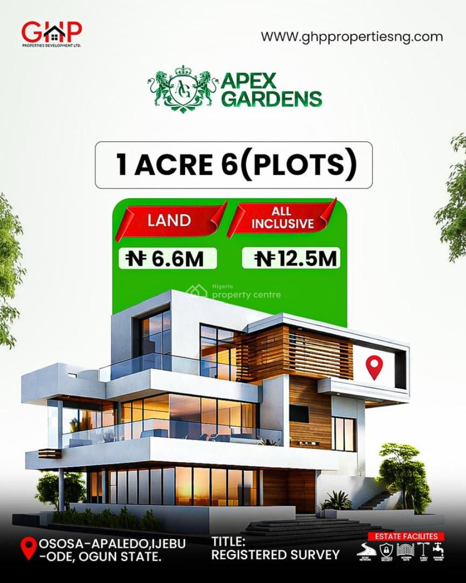 Invest in Plots & Acres of Land with Registered Survey, Apex Gardens Osasa-apaledo, Ijebu Ode, Ogun, Residential Land for Sale