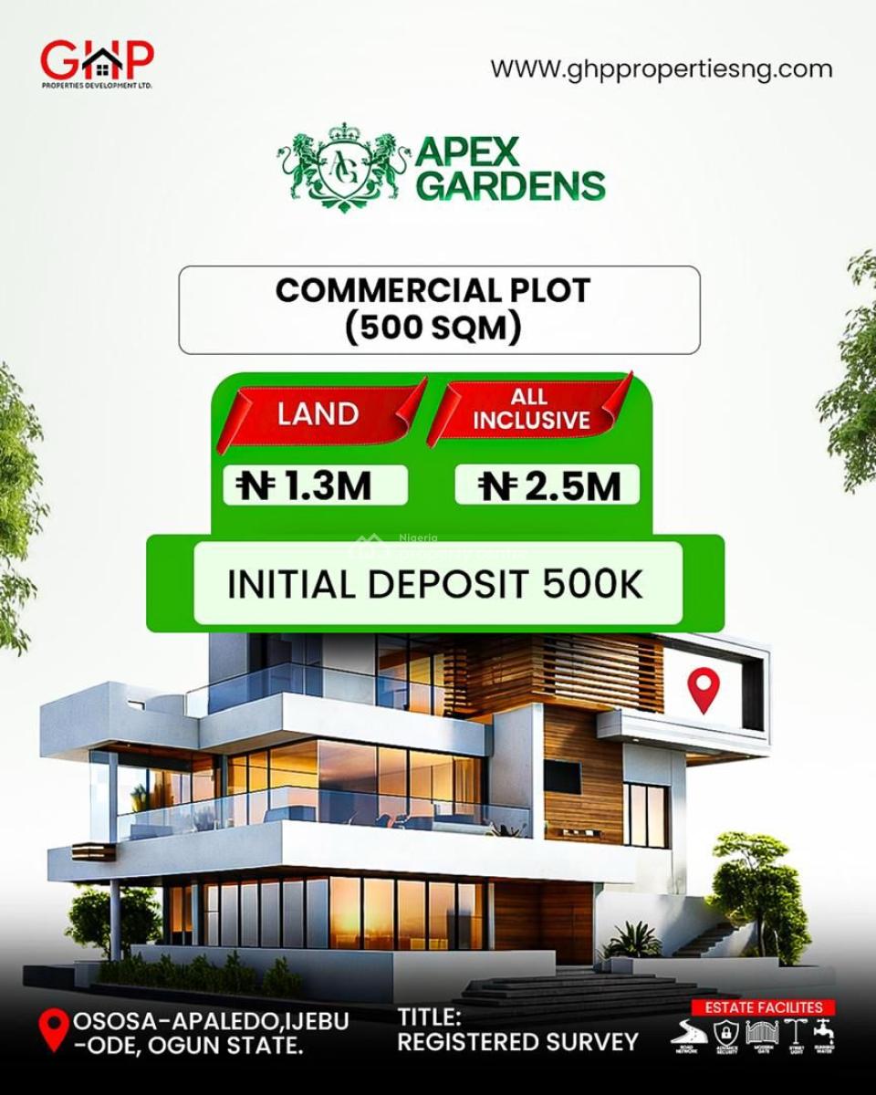 Invest in Plots & Acres of Land with Registered Survey, Apex Gardens Osasa-apaledo, Ijebu Ode, Ogun, Residential Land for Sale