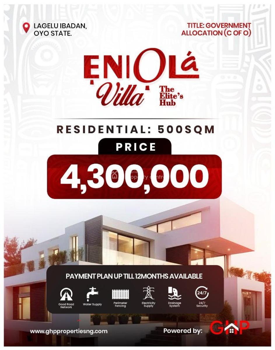 Luxury Plots of Land with C of O, Eniola Villa, Lagelu, Oyo, Residential Land for Sale