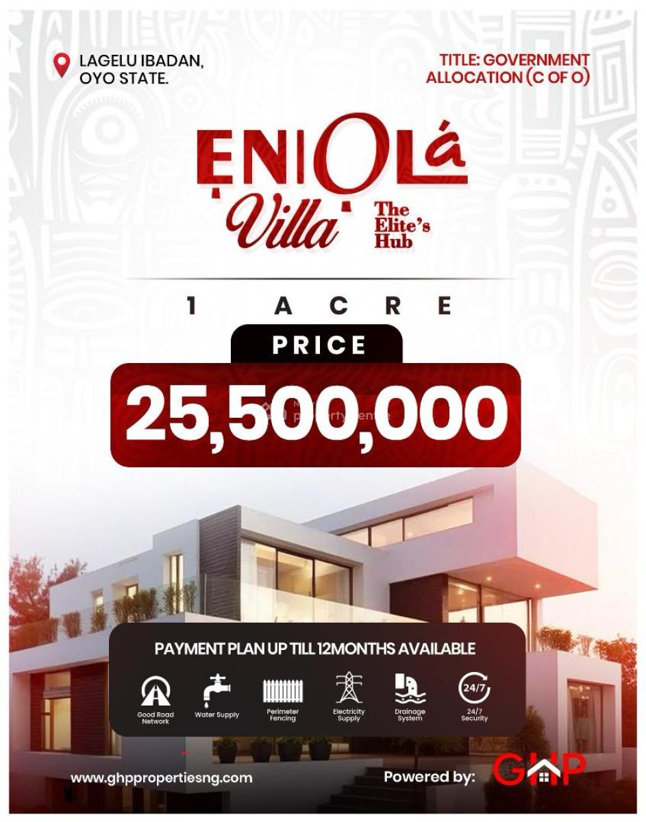 Luxury Plots of Land with C of O, Eniola Villa, Lagelu, Oyo, Residential Land for Sale