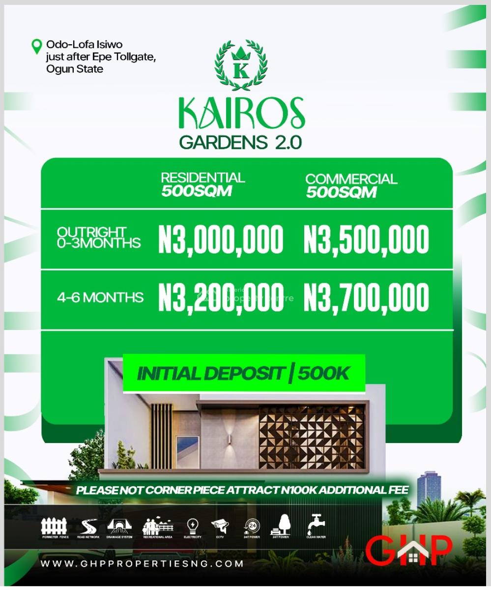 Plots of Land with Registered Survey, Kairos Gardens 2.0 Estate,odo Lofa Isiwo, Km 46, Ogun, Residential Land for Sale