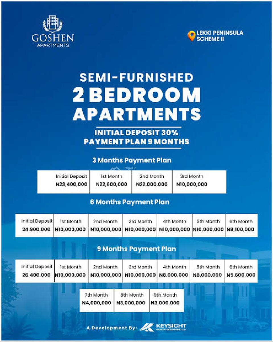 Luxury 2 Bedroom Apartment with C of O, Goshen Apartments, Lekki Peninsula Scheme 2, Lekki Phase 2, Lekki, Lagos, Block of Flats for Sale