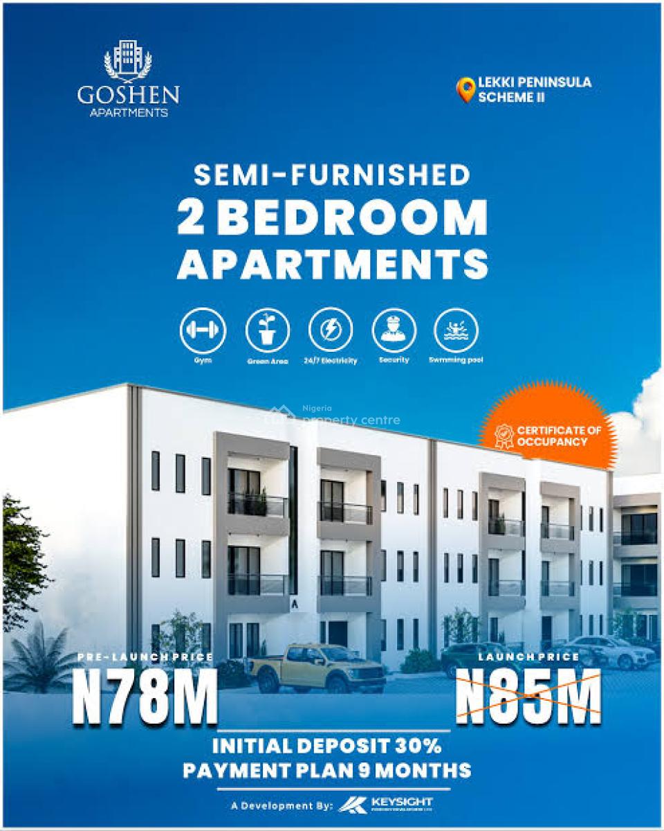 Luxury 2 Bedroom Apartment with C of O, Goshen Apartments, Lekki Peninsula Scheme 2, Lekki Phase 2, Lekki, Lagos, Block of Flats for Sale