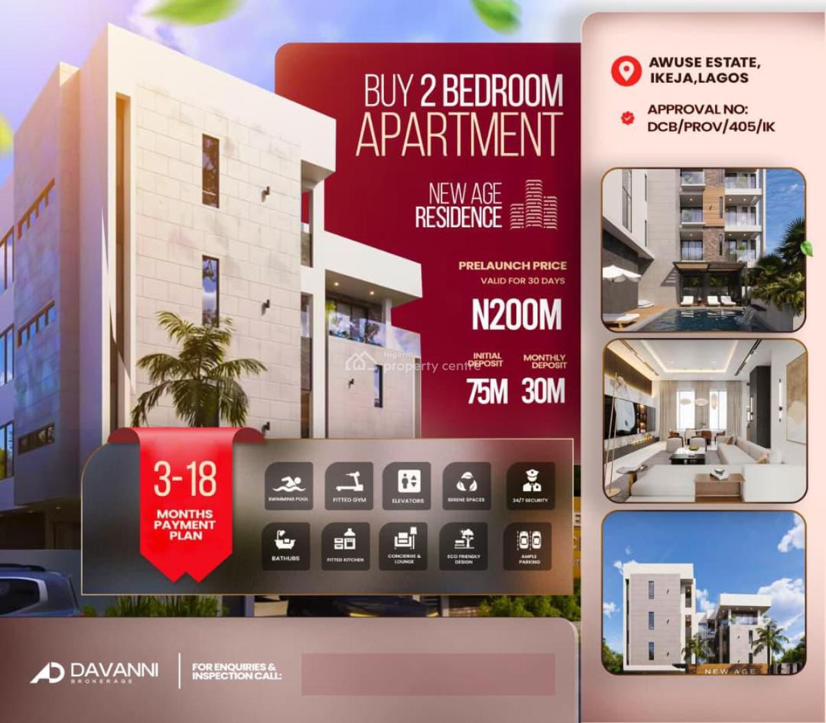 Offplan 2 Bedroom Apartment, Awuse Estates, 3 Minutes Drive to Mutala Mohammed Airport, Ikeja, Lagos, Flat / Apartment for Sale