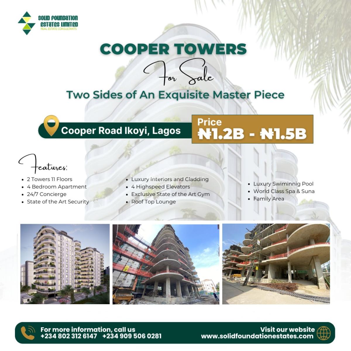 4 Bedroom Apartment, Cooper Tower, Ikoyi, Lagos, Flat / Apartment for Sale