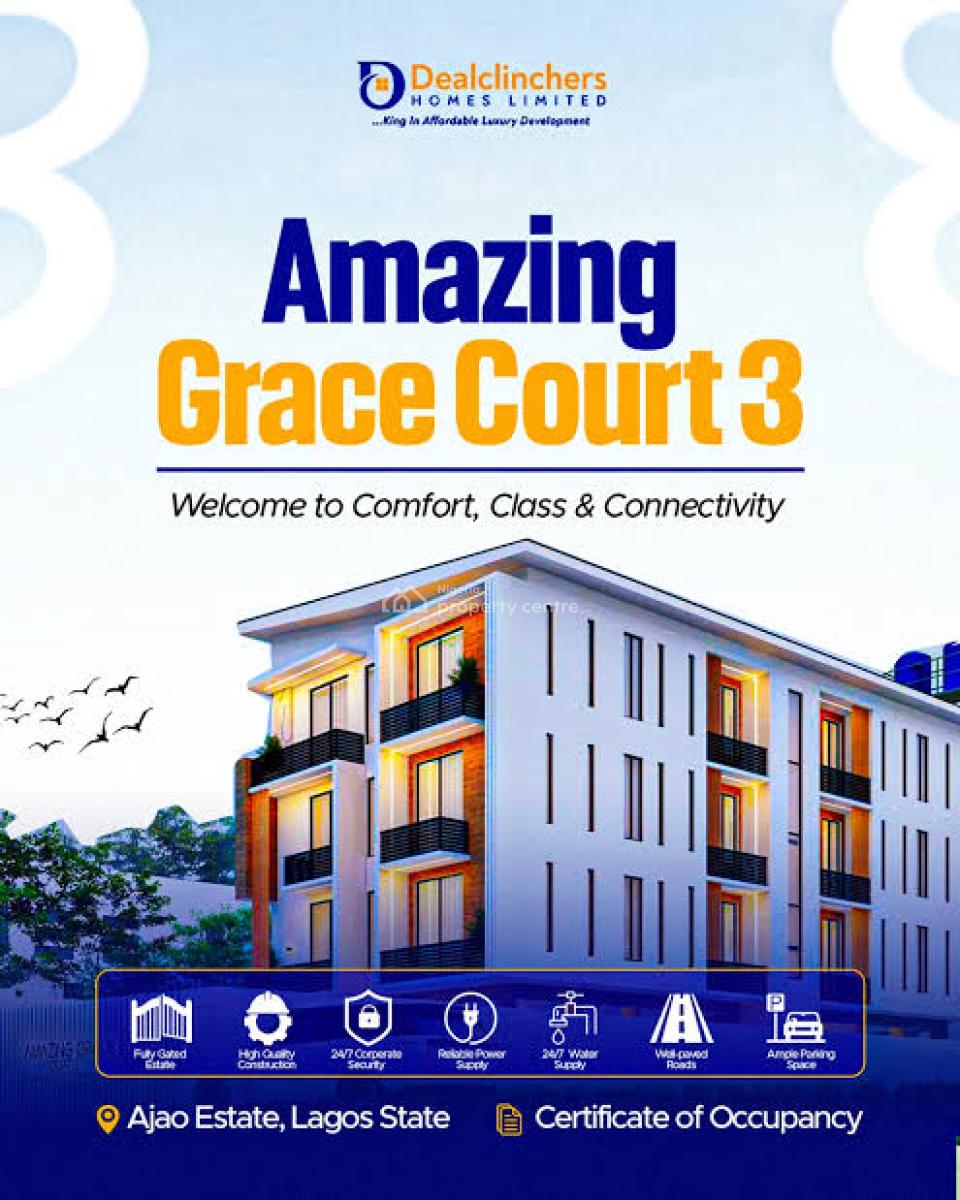 Luxury 2 Bedroom Apartment with Cofo Beside Lagos Airport, Amazing Grace Court 3,10minutes to Mmia, Ajao Estate, Ikeja, Lagos, Block of Flats for Sale