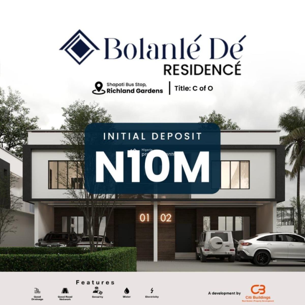 Luxury 3 Bedroom Semi Detached Duplex + Bq with Cofo, Bolanle Residence, Inside Richland Gardens, Bogije, Ibeju Lekki, Lagos, Semi-detached Duplex for Sale