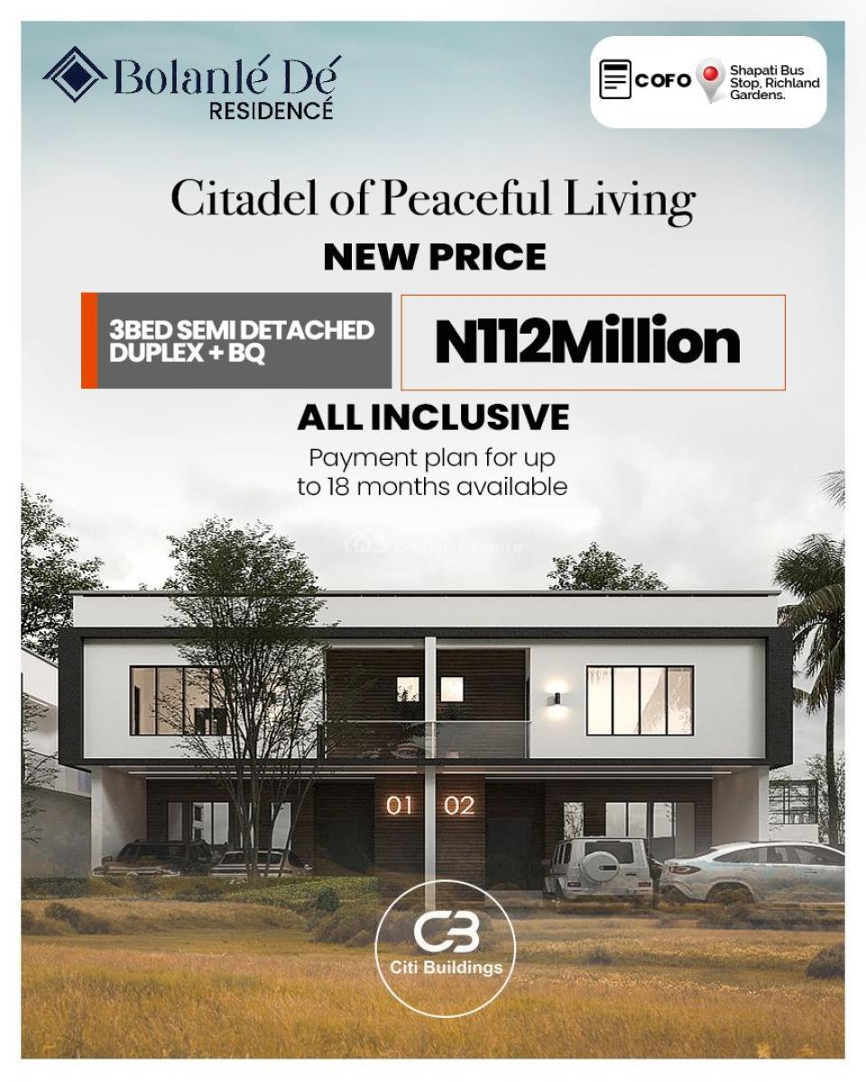 Luxury 3 Bedroom Semi Detached Duplex + Bq with C of O, Bogije, Ibeju Lekki, Lagos, Semi-detached Duplex for Sale