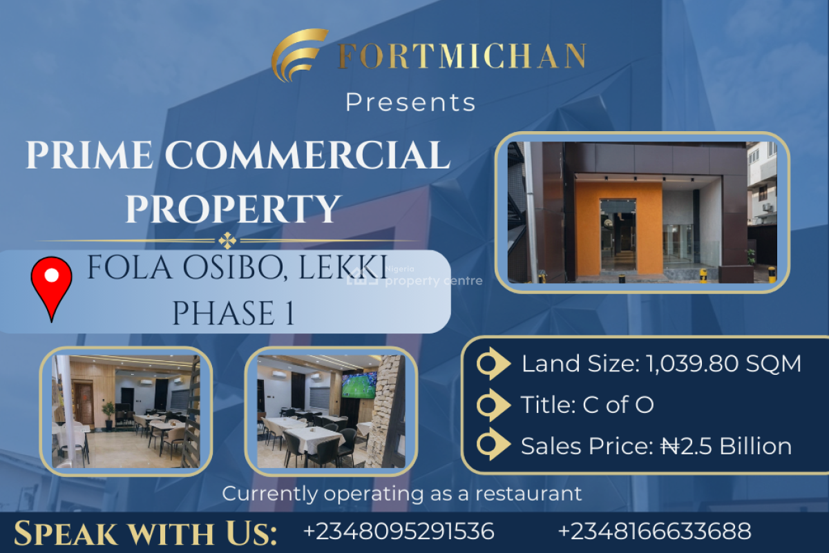 Prime Commercial Property, Fola Osibo, Lekki Phase 1, Lekki, Lagos, Commercial Property for Sale