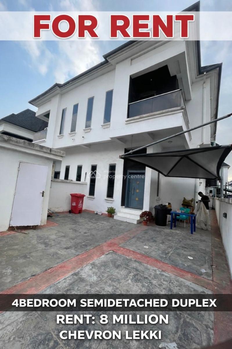 4 Bedroom Semi Detached Duplex with Bq, Chevron, Lekki, Lagos, Semi-detached Duplex for Rent