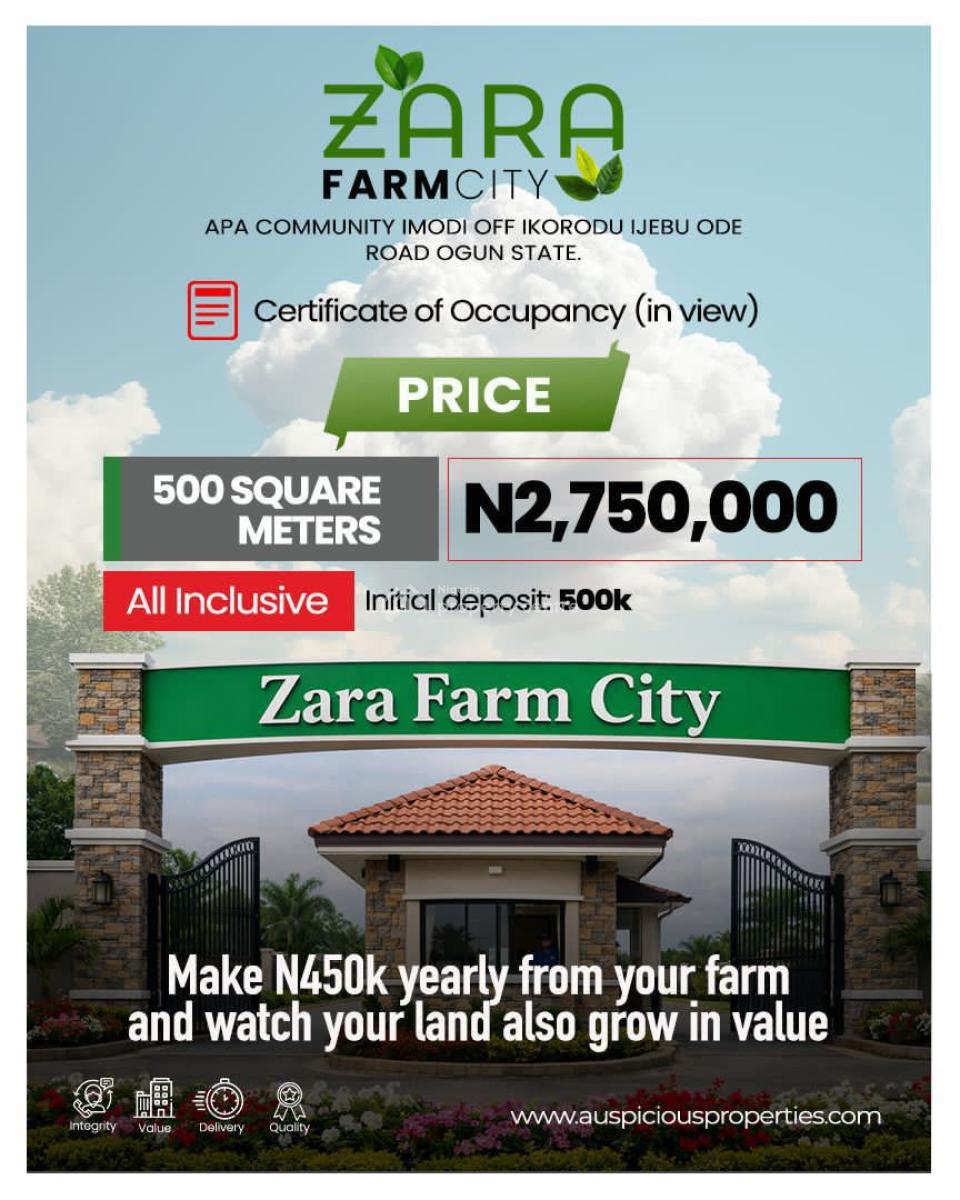 Invest Here: Make 2.7m From Your Farm and Also Watch Your Land Grow in, Zara Farms, Apa Community Imodi, Off Ikorodu Ijebu Ode Road, Ogijo, Ogun, Commercial Land for Sale