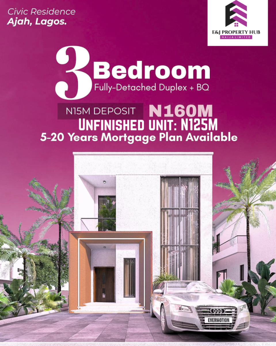 Civic Residence 3 Bedroom Fully Detached Duplex with a Bq, By Abraham Adesanya Behind Lagos Business School, Ajah, Lagos, Detached Duplex for Sale