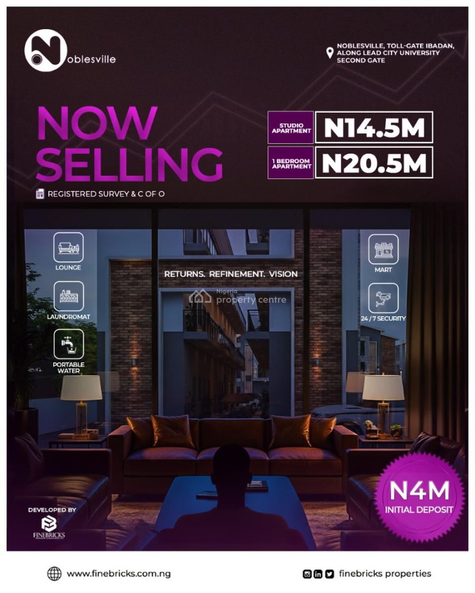 Luxury 1 Bedroom Apartment in Ibadan with Cofo, Nobles Villa, Adjacent Lead City University Teaching Hospital, Second, Ibadan, Oyo, Flat / Apartment for Sale