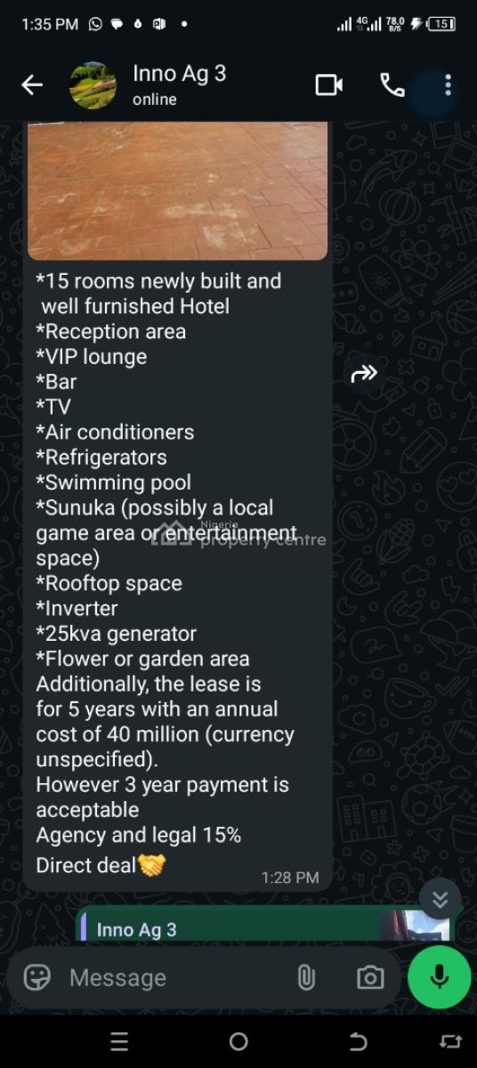 15 Rooms Functional Hotel for Lease 40m Annum Payable 3 Years, Asokoro District, Abuja, Hotel / Guest House for Rent