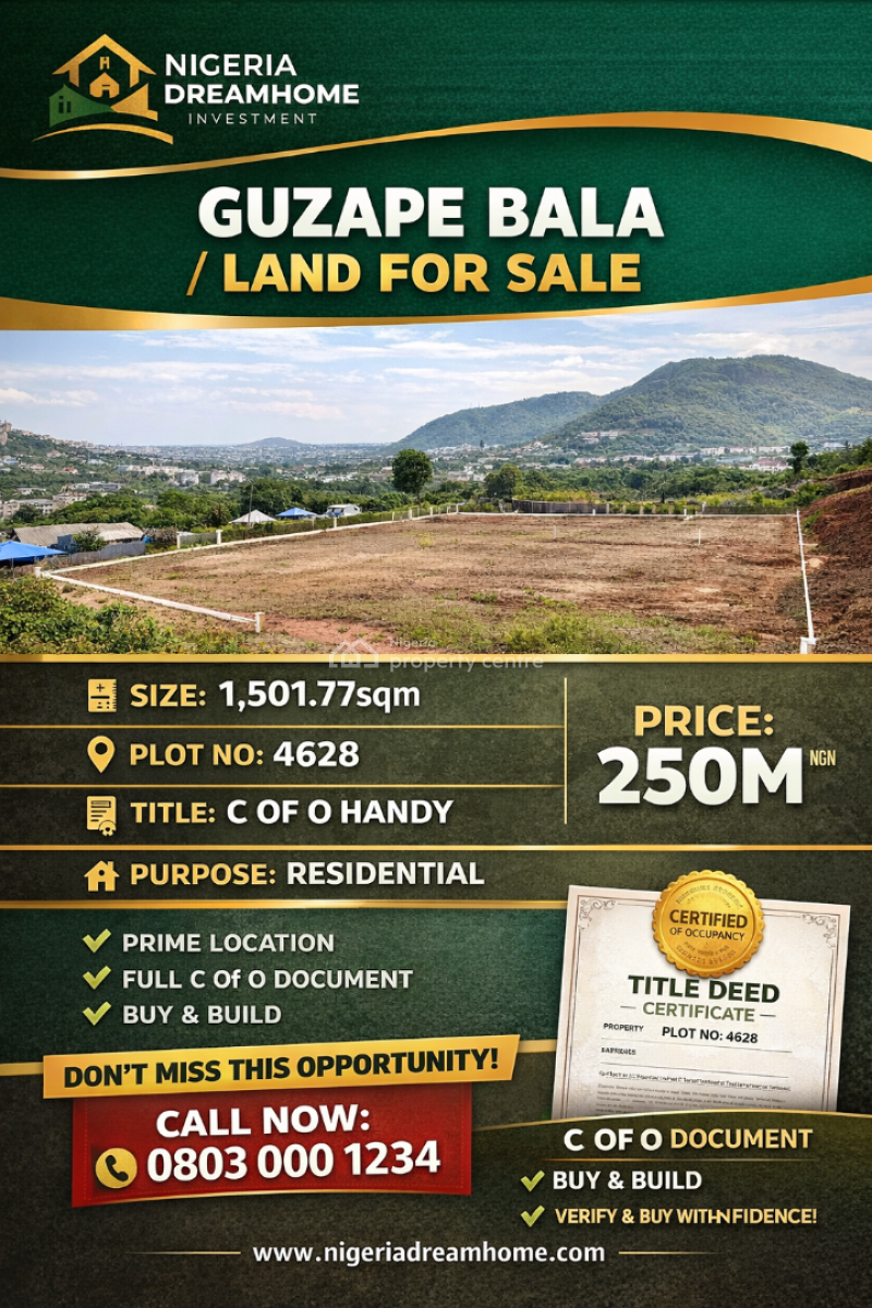 1,501.77sqm Residential Land, Main, Bala, Guzape District, Abuja, Residential Land for Sale