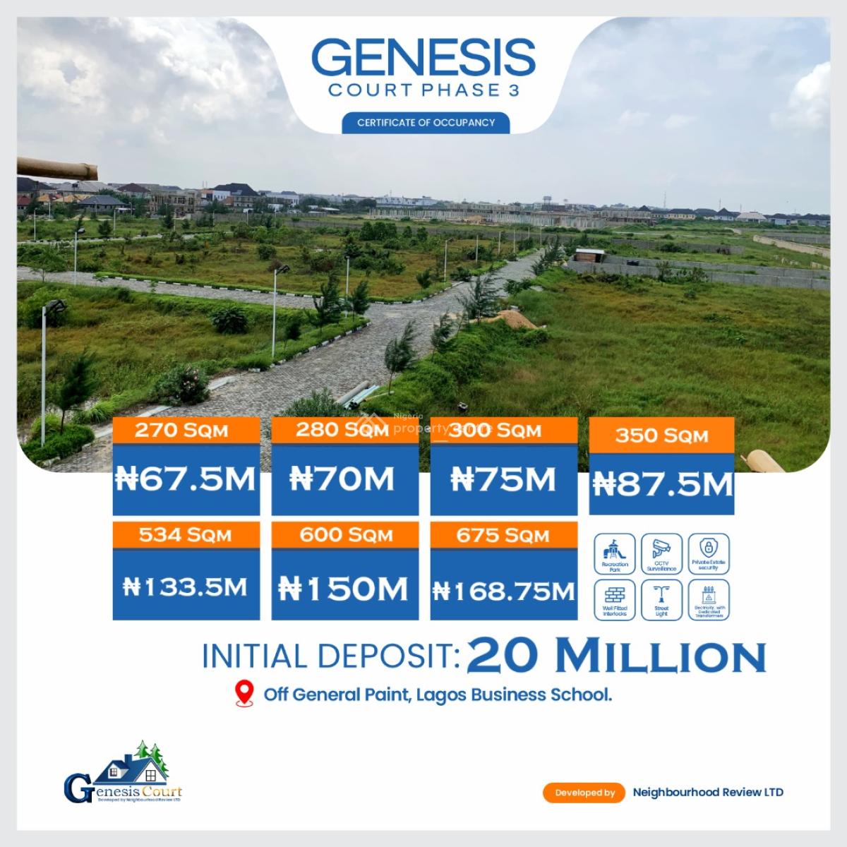 Exclusive Luxury Buy and Build Land with Cofo, Genesis Court Phase 3, Around Abraham Adesanya, Before Lbs, Ajah, Lagos, Residential Land for Sale