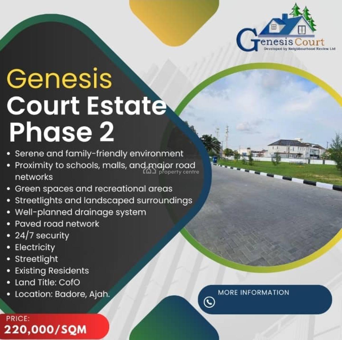 Luxury Buy and Build Land with Cofo, Genesis Court Phase2, Badore, Ajah, Lagos, Residential Land for Sale