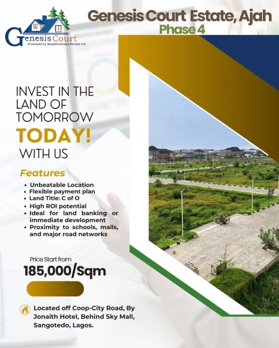 Luxury Buy and Build Land in Sangtedo, Genesis Court Ph Off Coop-city Road, By Jonaith Hotel, Behind Sky Mall, Sangotedo, Ajah, Lagos, Residential Land for Sale