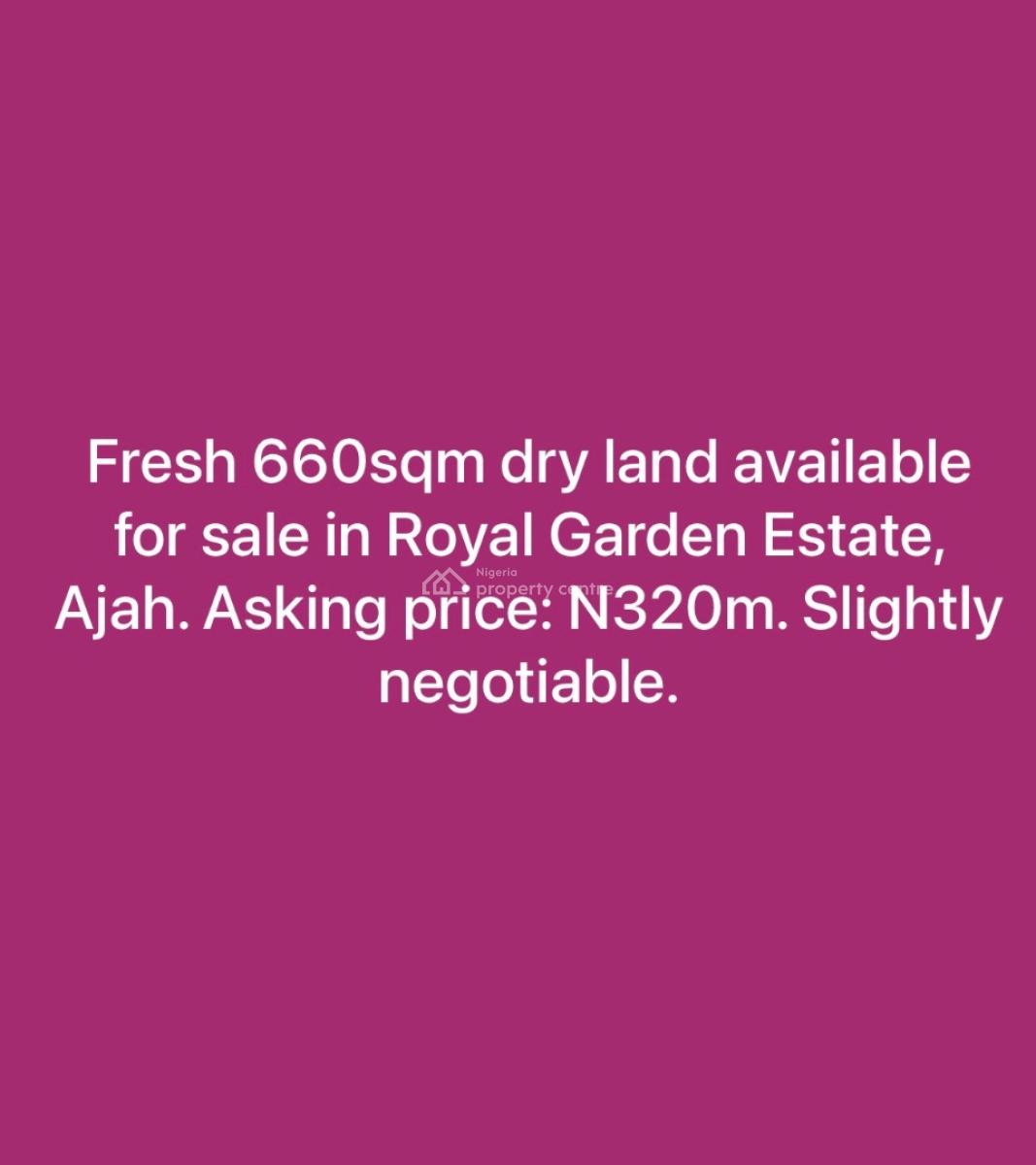 660sqm Bareland, Royal Garden Estate, Ajah, Lagos, Residential Land for Sale