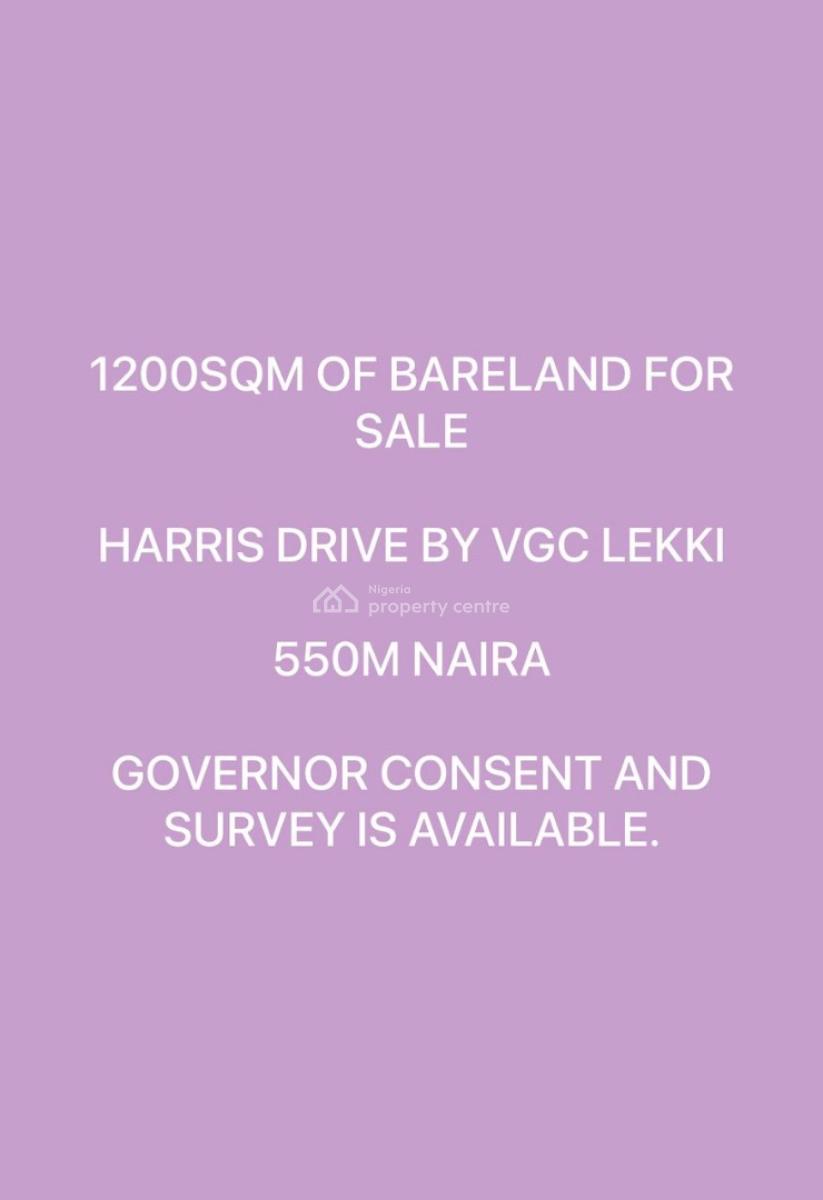 1200sqm Bare Land, Harris Drive, Vgc, Lekki, Lagos, Mixed-use Land for Sale