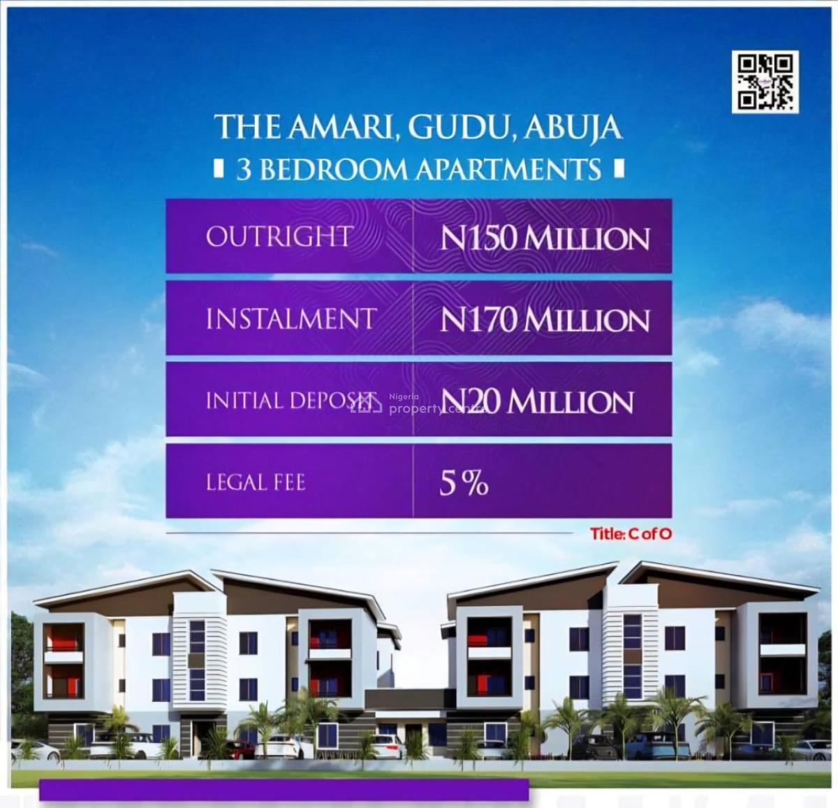 3 Bedroom Apartment, The Amari Garden, Gudu, Abuja, Flat / Apartment for Sale