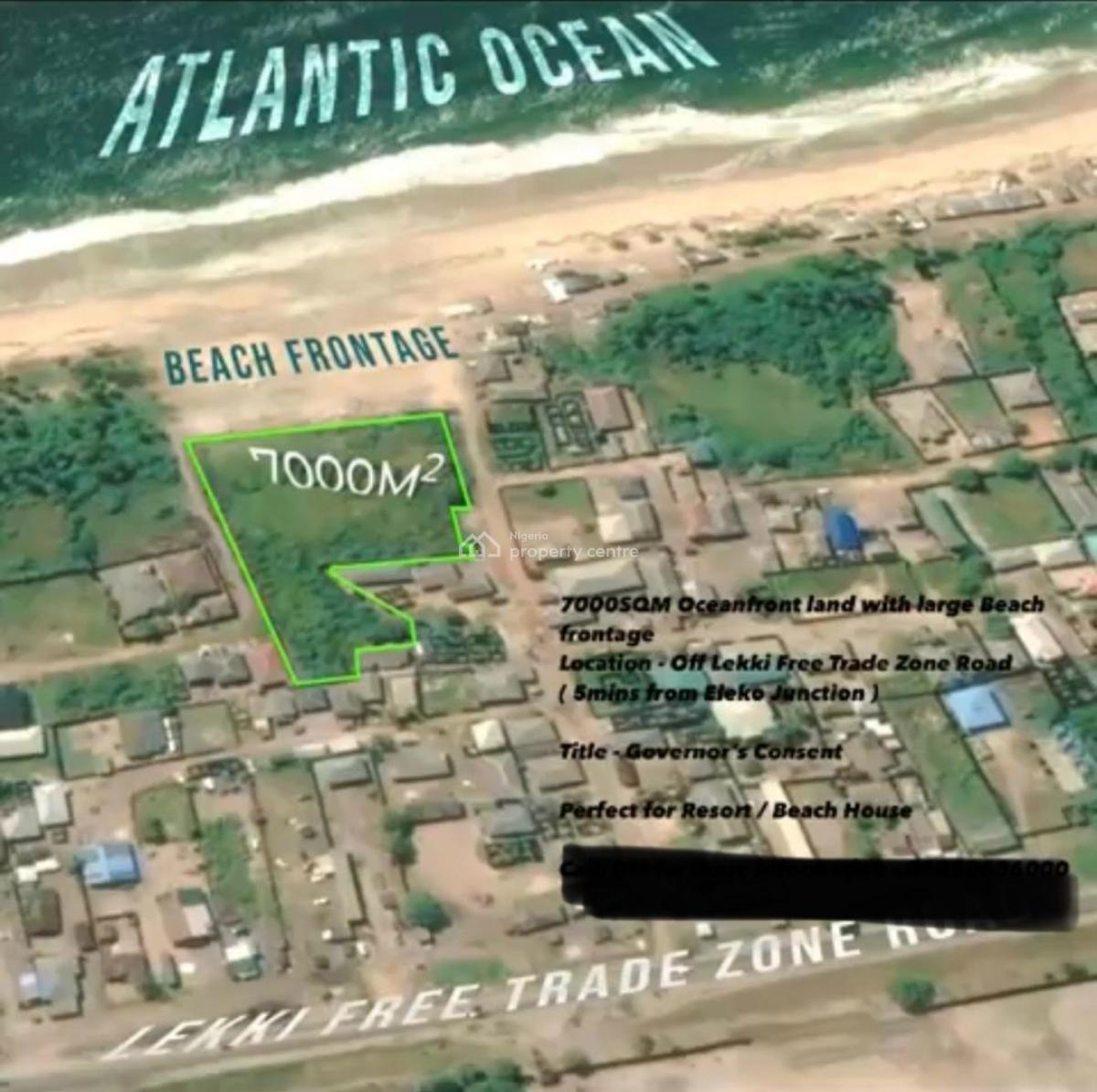Distress -  7,810 Sqm Fenced & Gated Oceanfront Land, Along Lekki Free Trade Zone Road, Ibeju Lekki, Lekki Free Trade Zone, Lekki, Lagos, Land for Sale