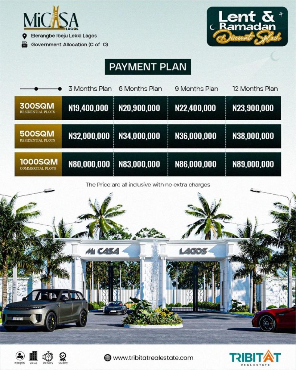 Secure Land Investment in a Government Approved Layout, Micasa, Eleranigbe, Ibeju Lekki, Lagos, Residential Land for Sale
