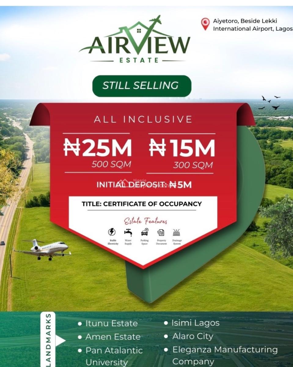 Affordable and Verified Dry Land, Airview Estate 20min Drive From New Proposed International Airport, Ibeju Lekki, Lagos, Mixed-use Land for Sale