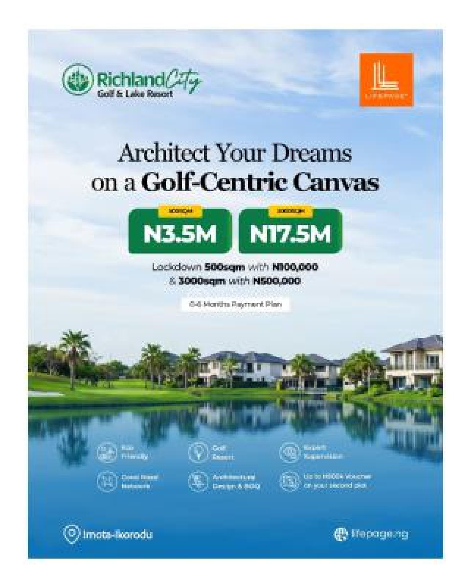 Invest in Plots of Land Within a Serene Estate, Richland City, Golf & Lake Resort, Imota, Ikorodu, Lagos, Residential Land for Sale