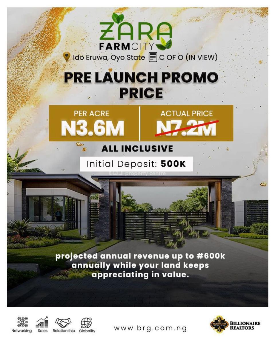 a Unique Farm-residential Investment* Designed for Smart Investors, Zara Farm City - Ido / Ido-eruwa Axis,, Ibadan, Oyo, Commercial Land for Sale