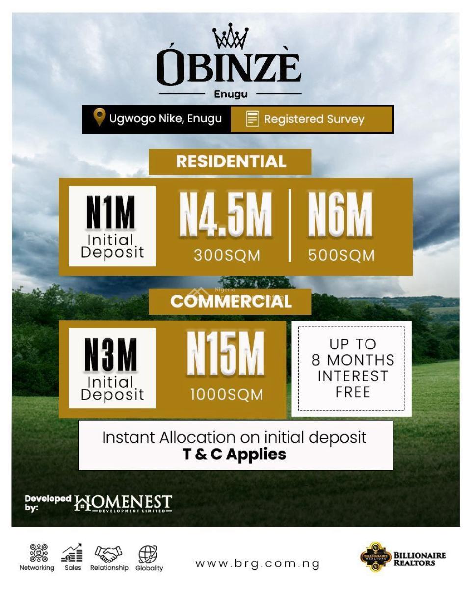 Early Investor Opportunity -- Land in Emerging City Hub, Obinze, Ugwogo Nike, Enugu, Enugu, Residential Land for Sale