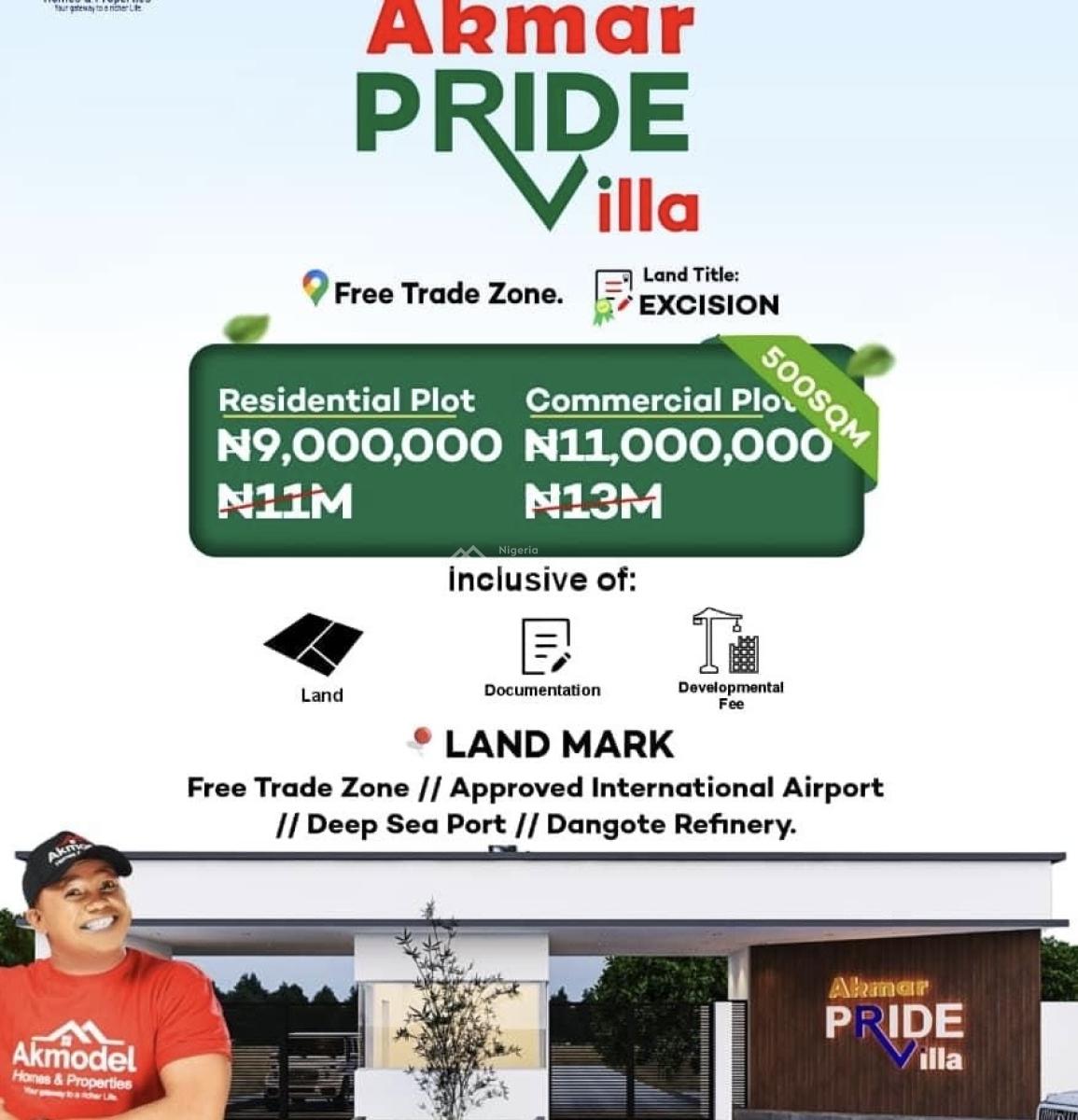 Affordable and Verified Dry Land with Instant Allocation, Akmar Pride Located Behind The Lekki Free Trade Zone, Ibeju Lekki, Lagos, Mixed-use Land for Sale