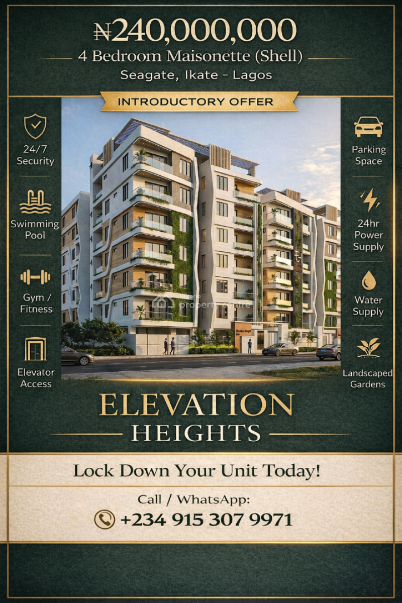 4-bedroom Maisonette (shell), Off Palm Spring Road, Ikate, Lekki, Lagos, Flat / Apartment for Sale