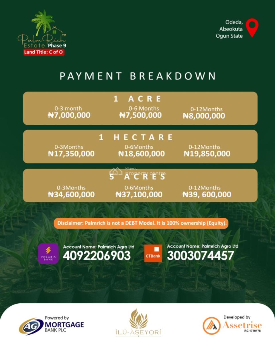 1 Acre of Palm Tree Farm Land, Abeokuta South, Ogun, Mixed-use Land for Sale