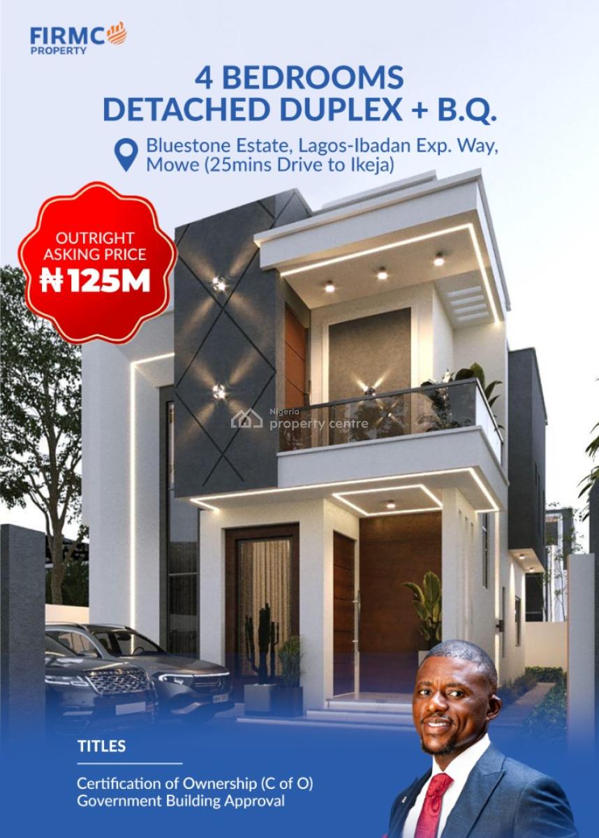 Top-notch 4 Bedroom Detached Duplex with Bq, Mowe Town, Ogun, Detached Duplex for Sale
