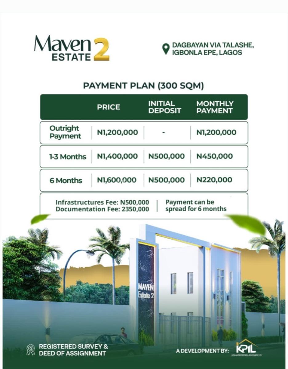 a Residential Land Selling Now in Epe Lagos State, Mavenestatephas2, Epe, Lagos, Residential Land for Sale