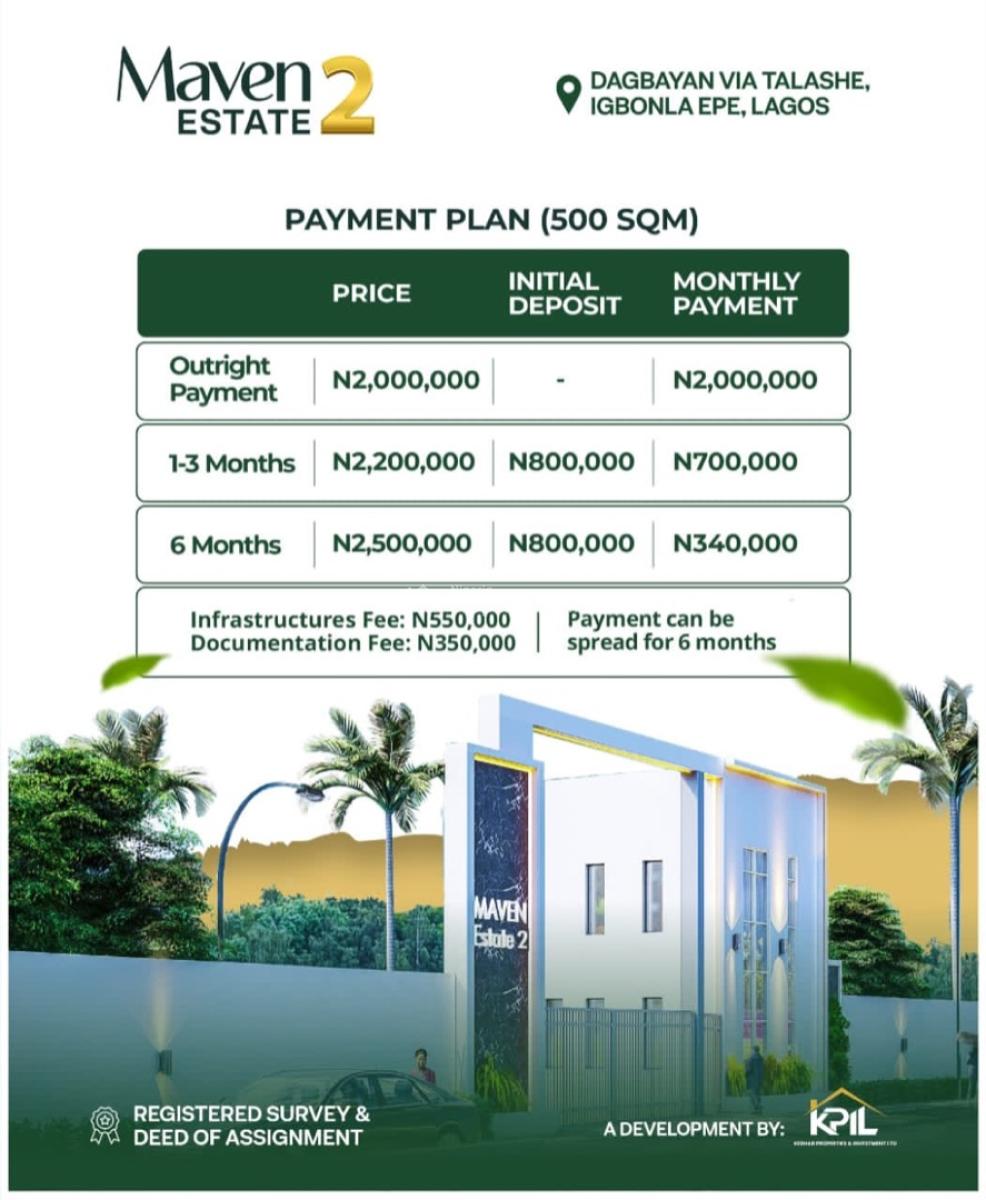 a Residential Land Selling Now in Epe Lagos State, Mavenestatephas2, Epe, Lagos, Residential Land for Sale