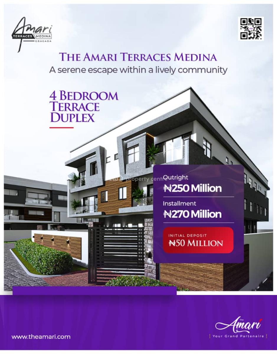 Luxury 4 Bedroom Terrace Duplex with Excellent Finishing, Amari Terraces, Medina, Gbagada, Lagos, Terraced Duplex for Sale