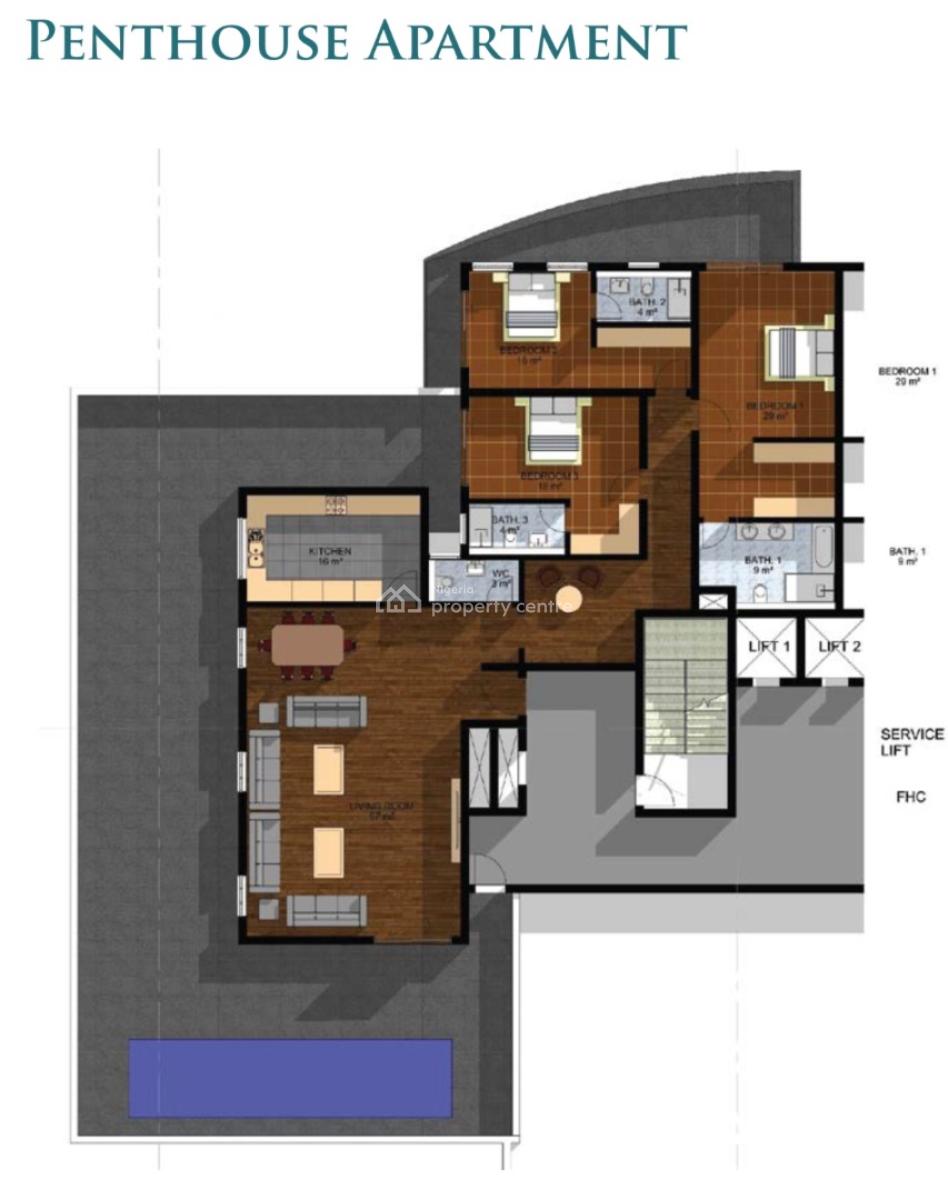 3bedroom Penthouse with Private Swimming Pool, Oniru, Victoria Island (vi), Lagos, Flat / Apartment for Sale