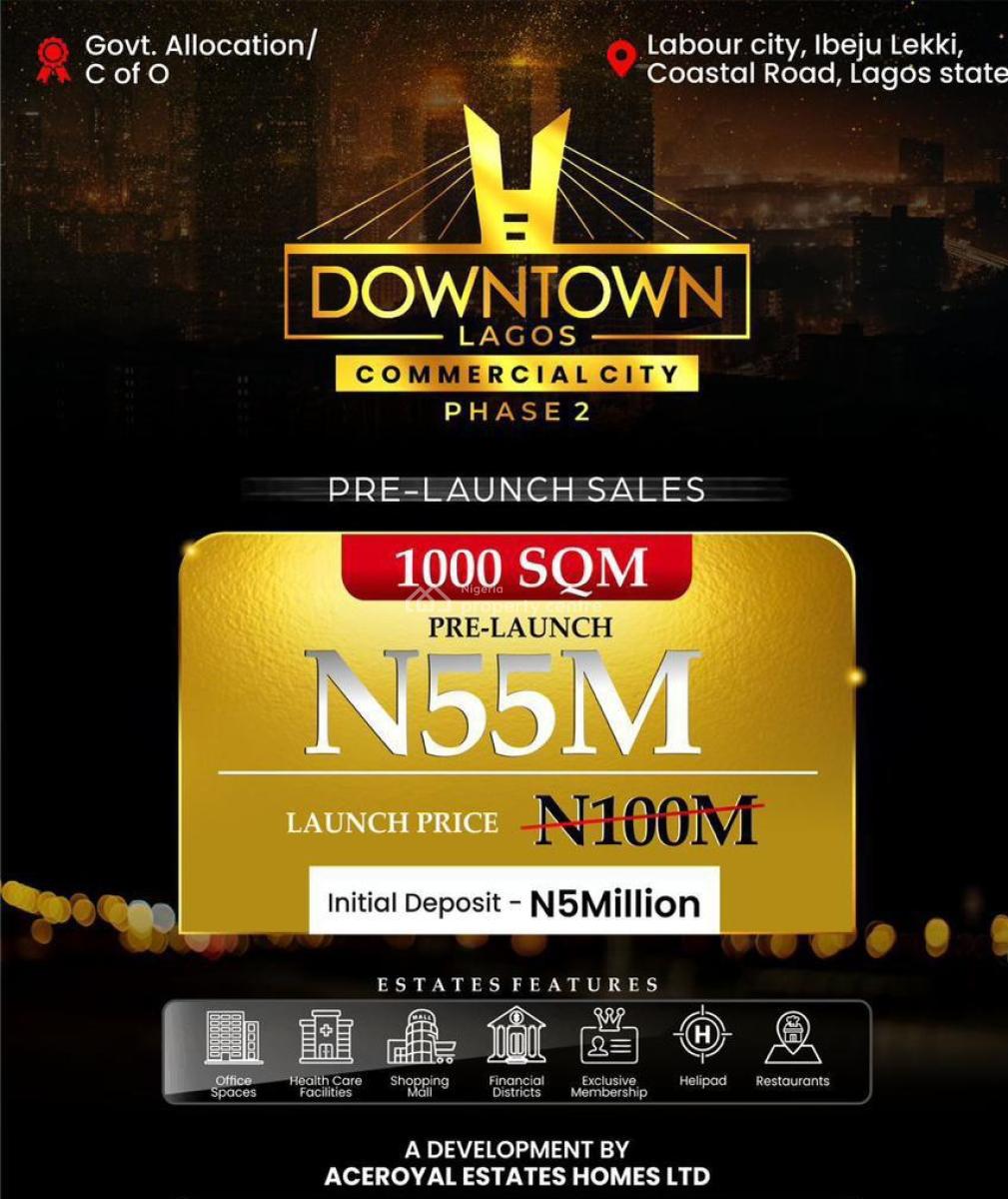 Commercial City at The Coastal Road, Downtown Lagos Commercial City Phase 2, Coastal Road, Orimedu, Ibeju Lekki, Lagos, Commercial Land for Sale