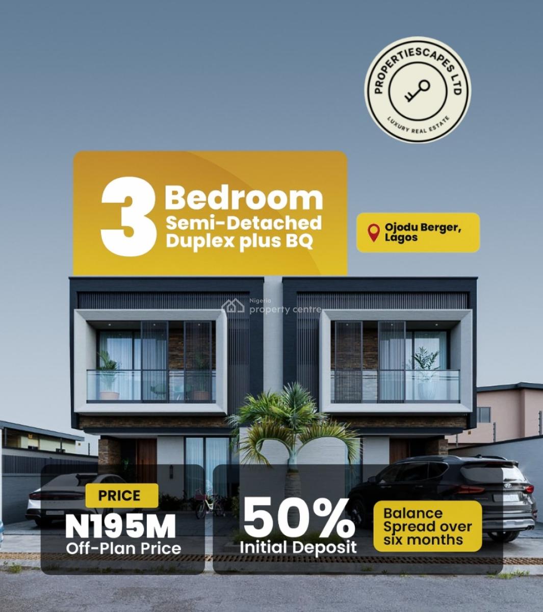 3-bedroom Semi-detached Duplex + Bq (off-plan), Ojodu, Lagos, Semi-detached Duplex for Sale