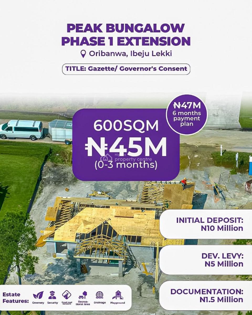 Land Governors Consent, Peak Bungalow Phase 1 Extension Oribanwa Phase 2 Awoyaya, Ajah, Lagos, Residential Land for Sale