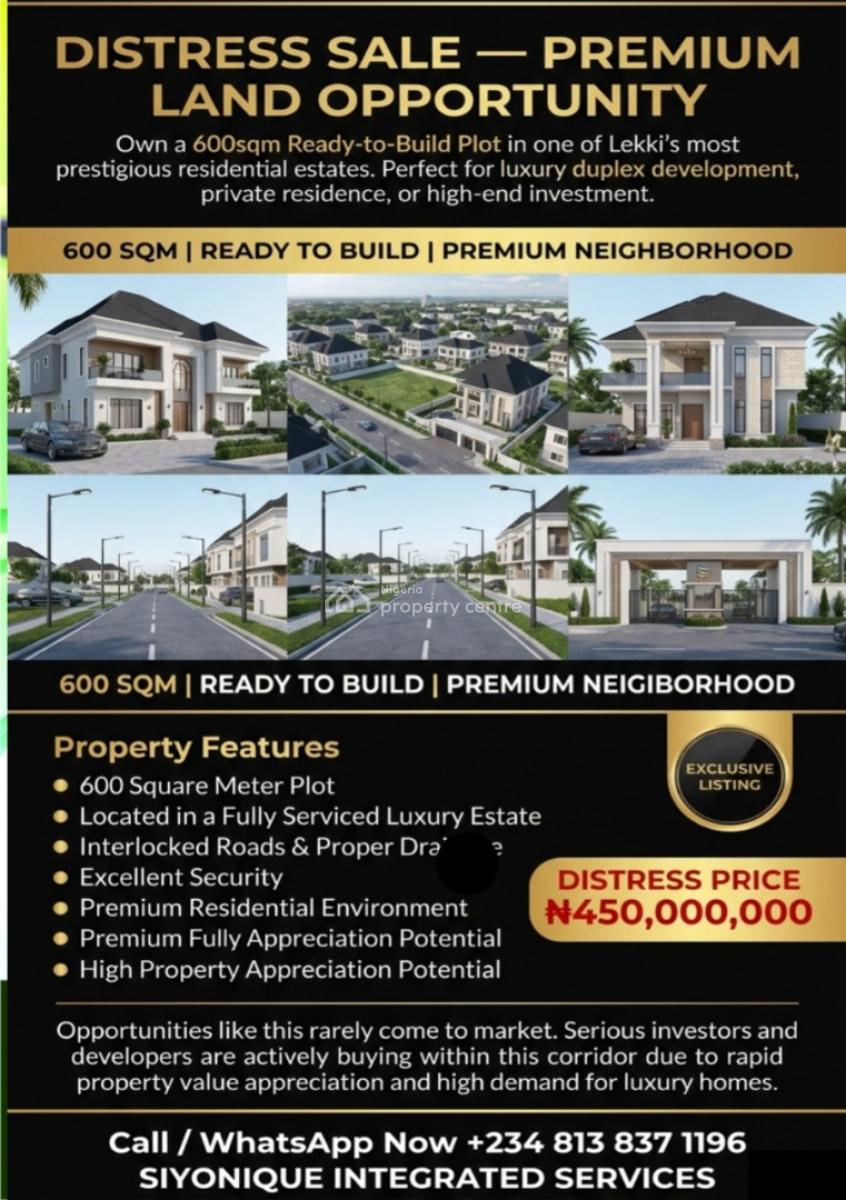 a Strategic Land Opportunity in a High-value Community, Northern Foreshore Estate, Chevron Drive, Lekki, Lagos, Residential Land for Sale