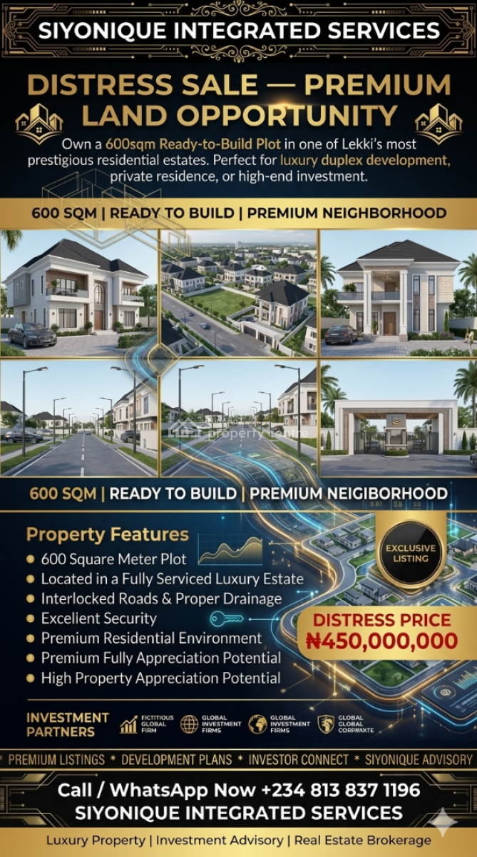 a Rare Distress Plot Inside a Premium Gated Estate for Strategic Inves, Northern Foreshore Estate, Chevron Drive, Lekki Lagos, Lekki, Lagos, Residential Land for Sale